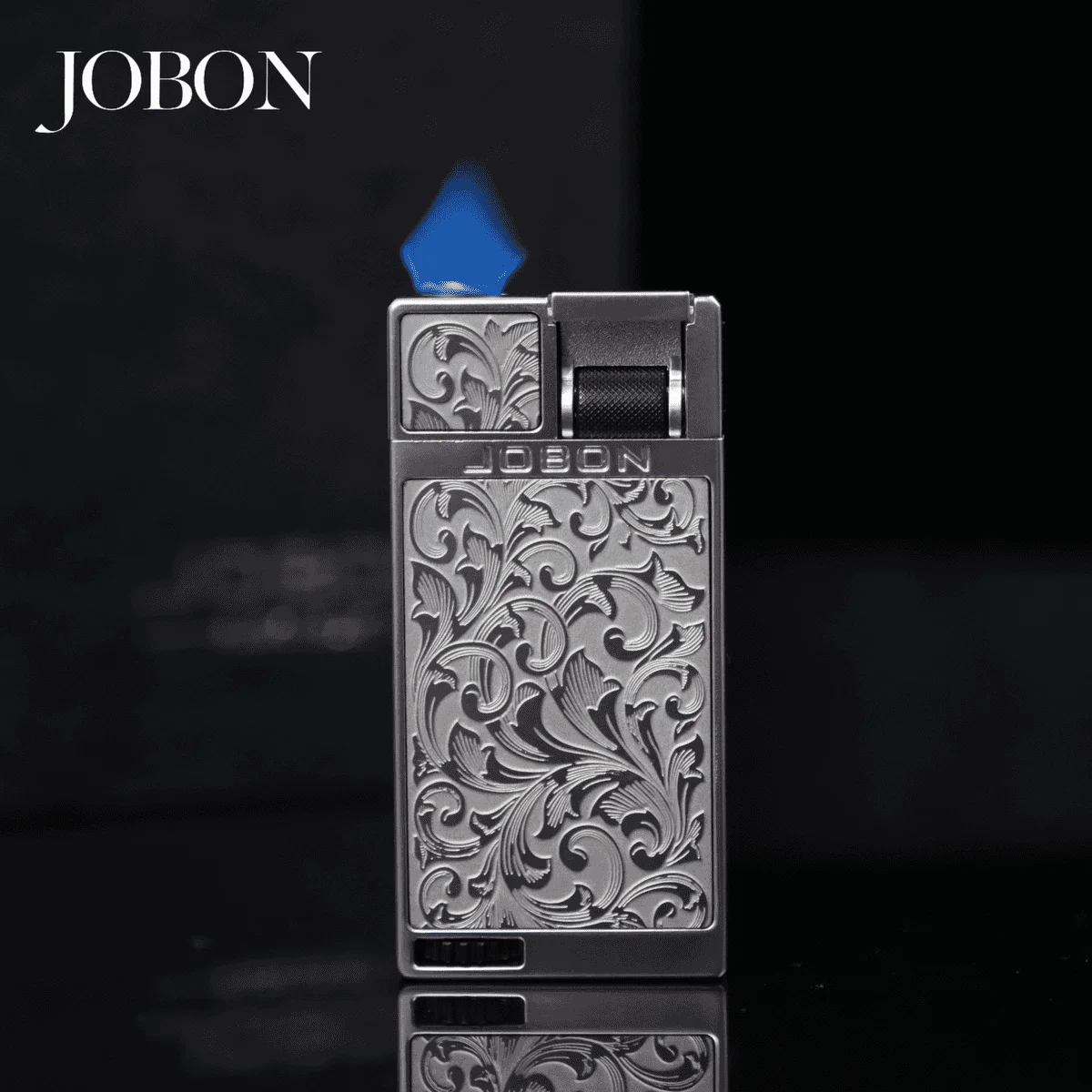 

JOBON Тонкая роскошная газовая зажигалка - ветрозащитная зажигалка из цинкового сплава с синим струиным пламенем, крутая удивительная зажигалка, подарок для мужчин