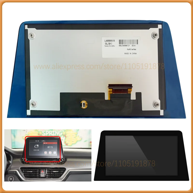 8" LCD Display Screen Panel LA080WV9-SL01 LA080WV9 SL01 LA080WV9(SL)(01) For 2019-2021 K i.a Fo r.te Nav Radio 96160M7070WK