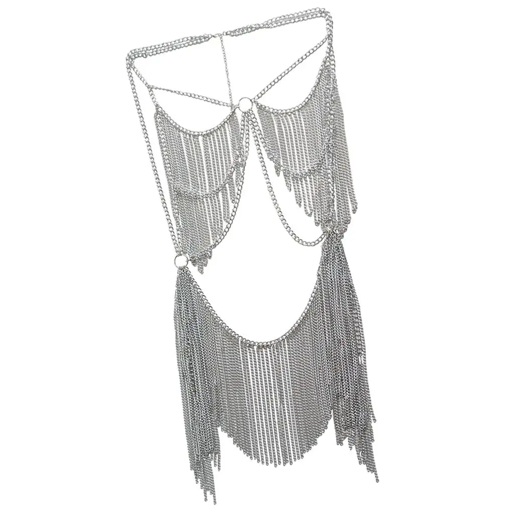 Body Chain Suit Alloy Tassel Bra Set Belly Waist Chain for Beach Bikini Clubwear Lingerie Jewelry
