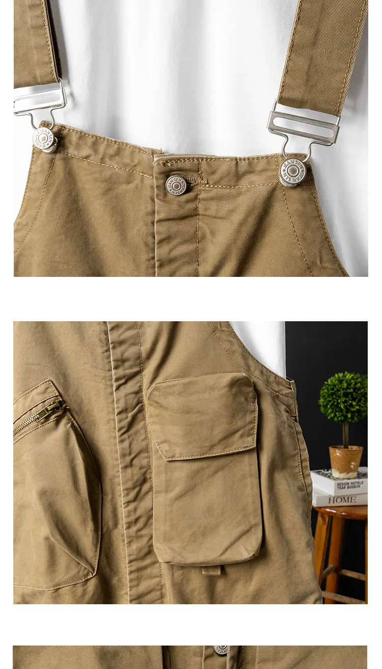 남성용 카고 바지 턱받이 작업복 바지 다용도 포켓 작업복 조절 가능한 멜빵 스트랩 점프슈트 Dungarees Pants