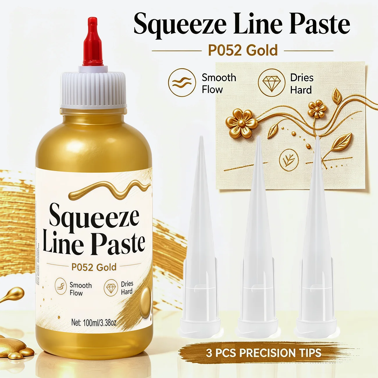 100ml Artistic Texture Paste, Acrylic Squeeze Line Paste, Ready-to-Use, Ultra-Fine Tip for Smooth Precise Painting Creation