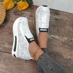 Fashion Leopard Print Sneakers Women 2024 Spring Chunky Platform Sports Shoes Woman Thick Sole Non-Slip PU Leather Loafers Shoes