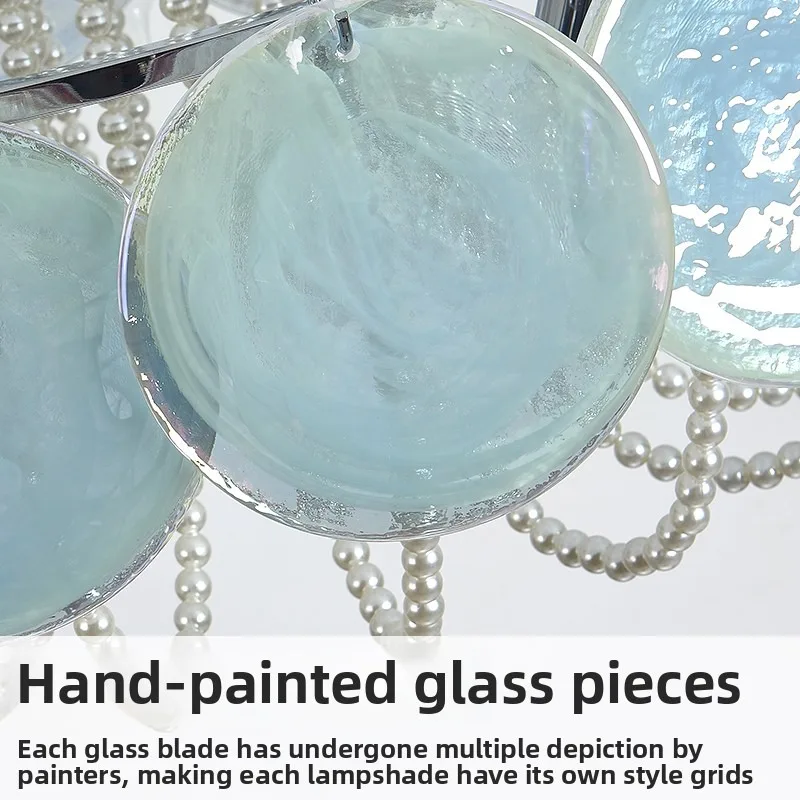 French retro living room main light, atmospheric romantic pearl pendant light, bedroom dining room decorative light