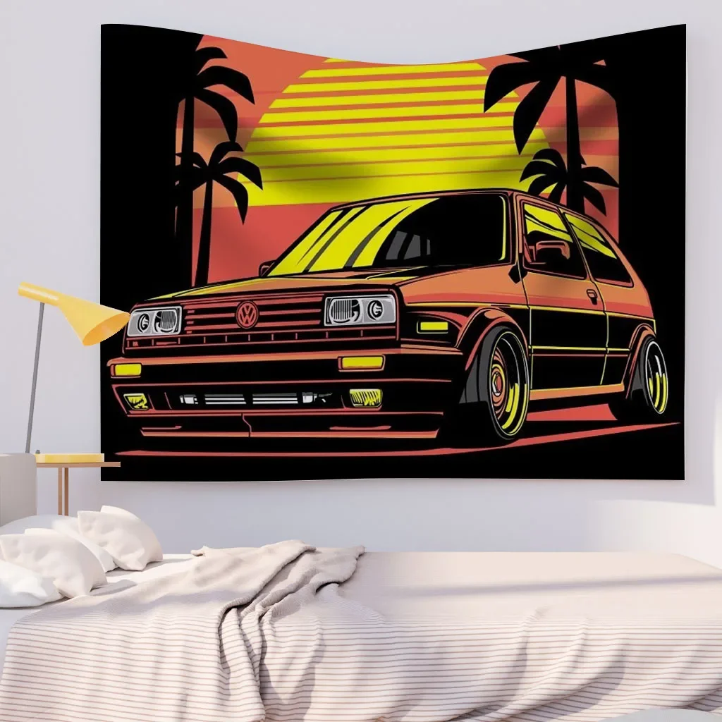 

Psychedelic Racing Tapestry Background, Room Decoration Wall Hanging Interior, Home Bedroom Polyester Material
