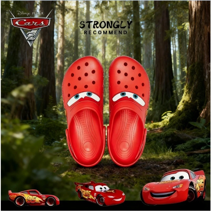 

Нескользящие уличные пляжные тапочки Disney Lightning Mcqueen Pixar, милая мультяшная аниме-бассейн No95, автомобильная обувь, игрушки для мальчиков и девочек