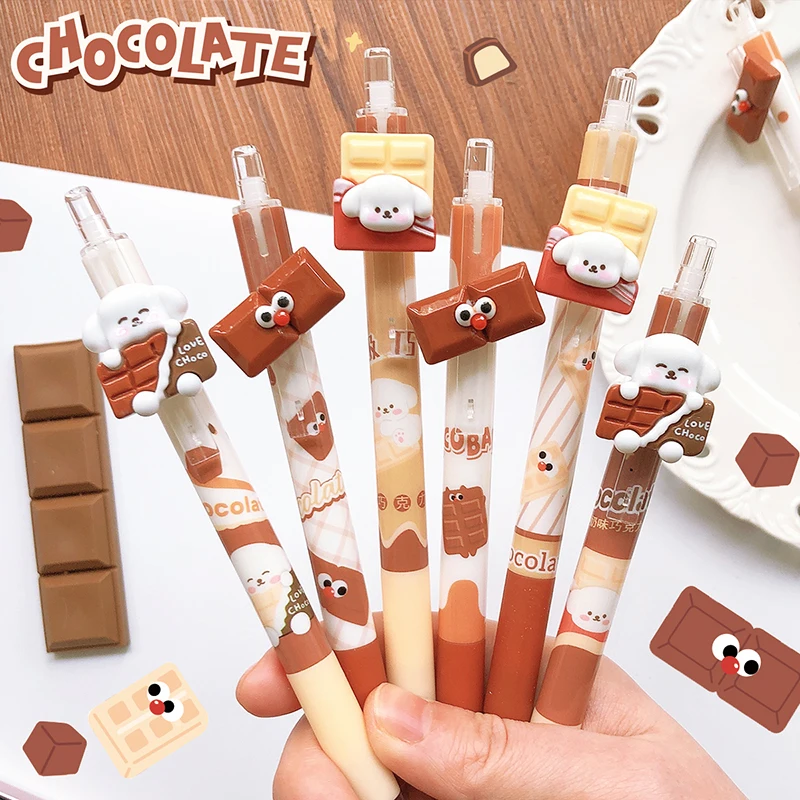 Kawaii Stationery School Office Supplies Gift Chocolate Erasable Gel Pen 0.5mm Blue Ink back to school asthetic Cute pens