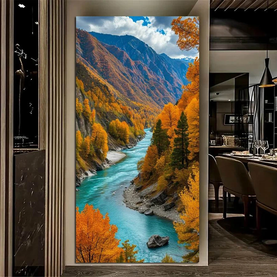 

Fullcang Mountains and Rivers Scenery Large Size Diy Diamond Arts Painting Kits Landscape Full Drill Mosaic Embroidery Picture