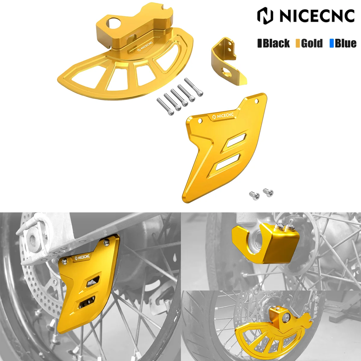 NICECNC Motorcycle Front Rear Brake Disc Protector Lower Fork Shoe Guard Cover Kit For Suzuki DRZ400SM DR-Z 400 SM 2005-2024