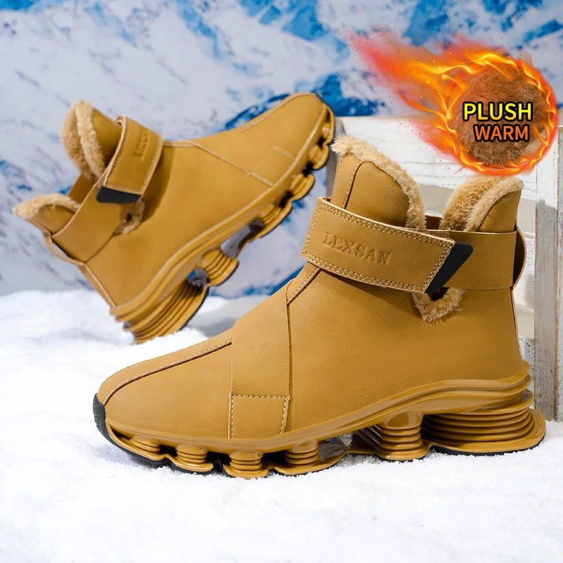 

Men's Thermal Waterproof Winter Boots - Non-Slip Plush Lined Snow Sneakers for Cold Weather