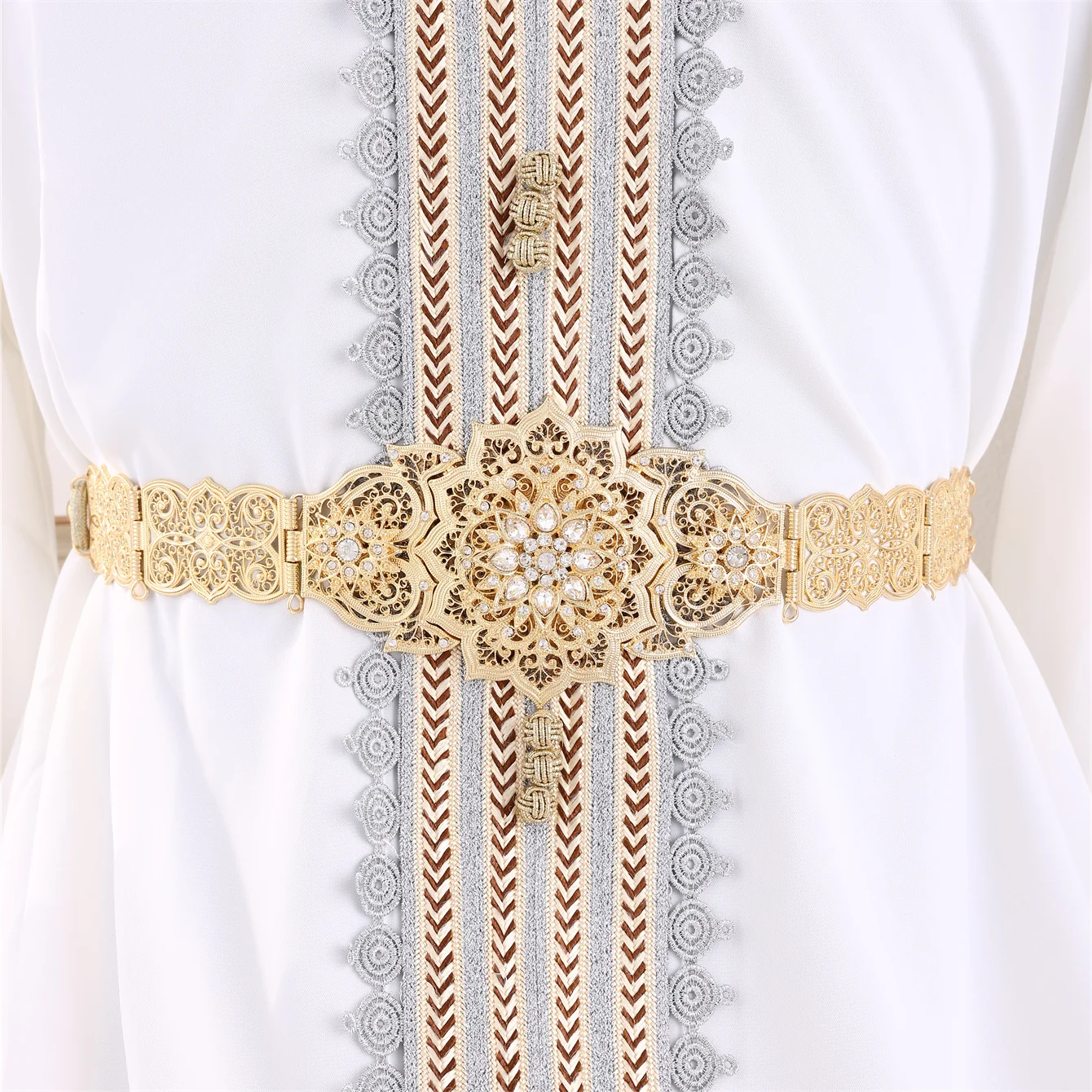 Beautifu Alloy Belt For Moroccan Bride Girl's Body Chains For Wedding Banqets Traditional Tassel Straps For The Waist Of Dresses