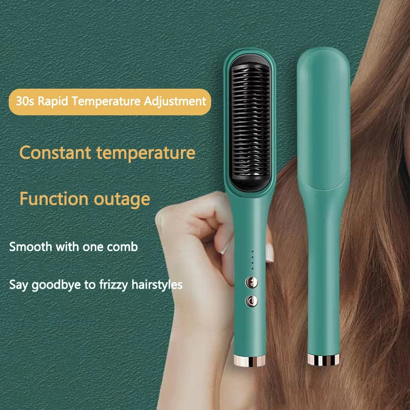 Hair Straightener Brush Fast Heating Hot Air Comb Portable Heated Brush Straightener