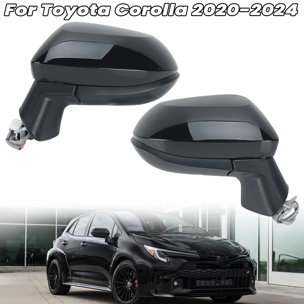 3 دبابيس مجموعة مرآة جانبية لتويوتا كورولا 2020 2021 2022 2023 2024 النسخة الأمريكية الأسود الباب مرآة الرؤية الخلفية اكسسوارات السيارات #3