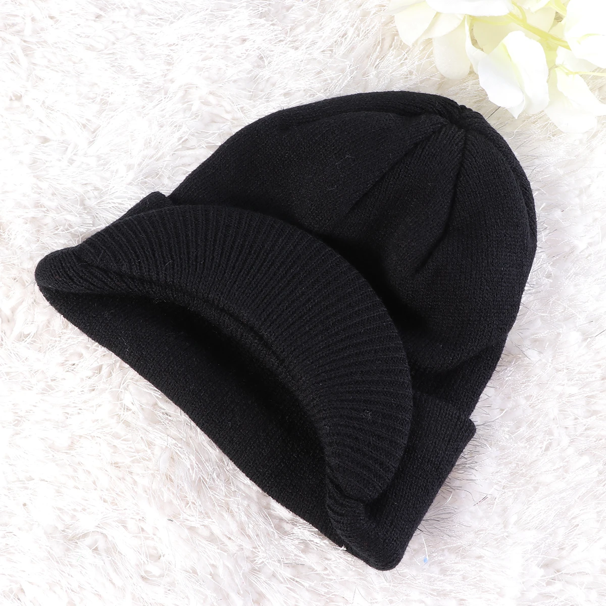 

Double Layered Knitted Beanie Hat Thermal Cuffed Cap For Knitted Hat Winter Unisex Lightweight Stretchable