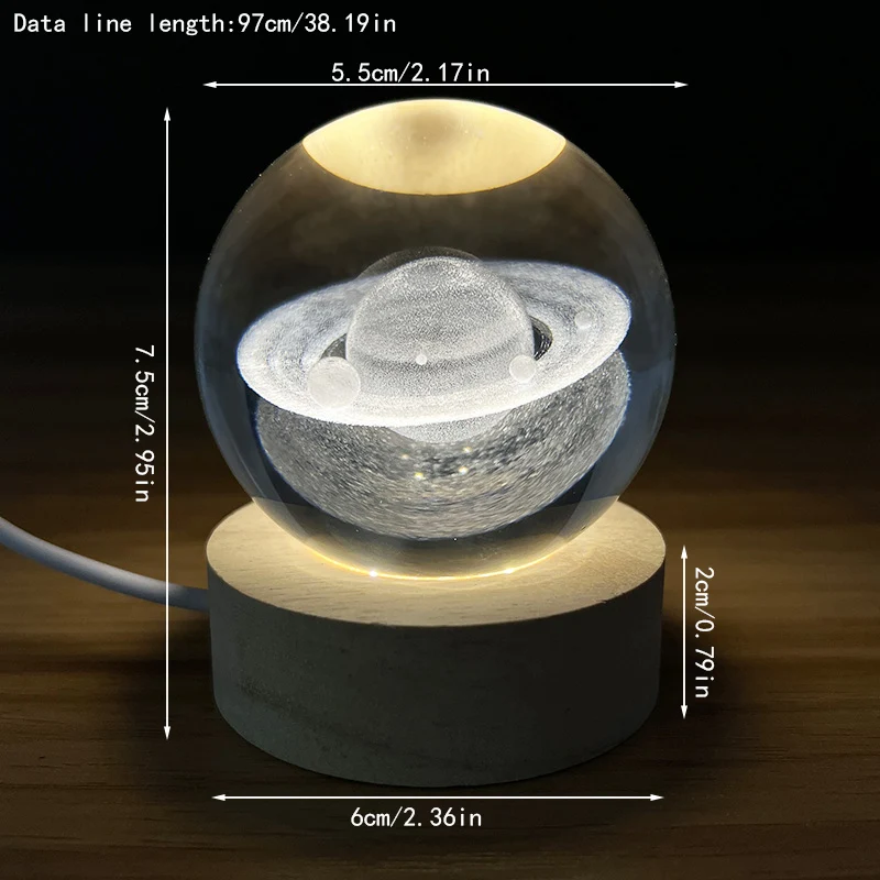 Креативный 3D ночник в виде Луны, планеты, галактики, светодиодный ночник с хрустальным шаром, настольная лампа для дома, настольная лампа, украшение для вечеринки, игрушка для детей, взрослых, подарки на Рождество