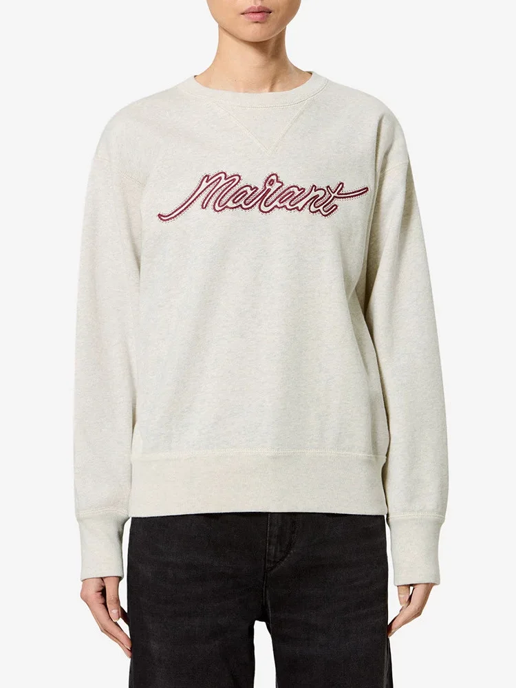 Embroidered Cotton Sweatshirt Letter  Collar Women's Style Standard Fit Casual Fashion Autumn Winter New Arrival