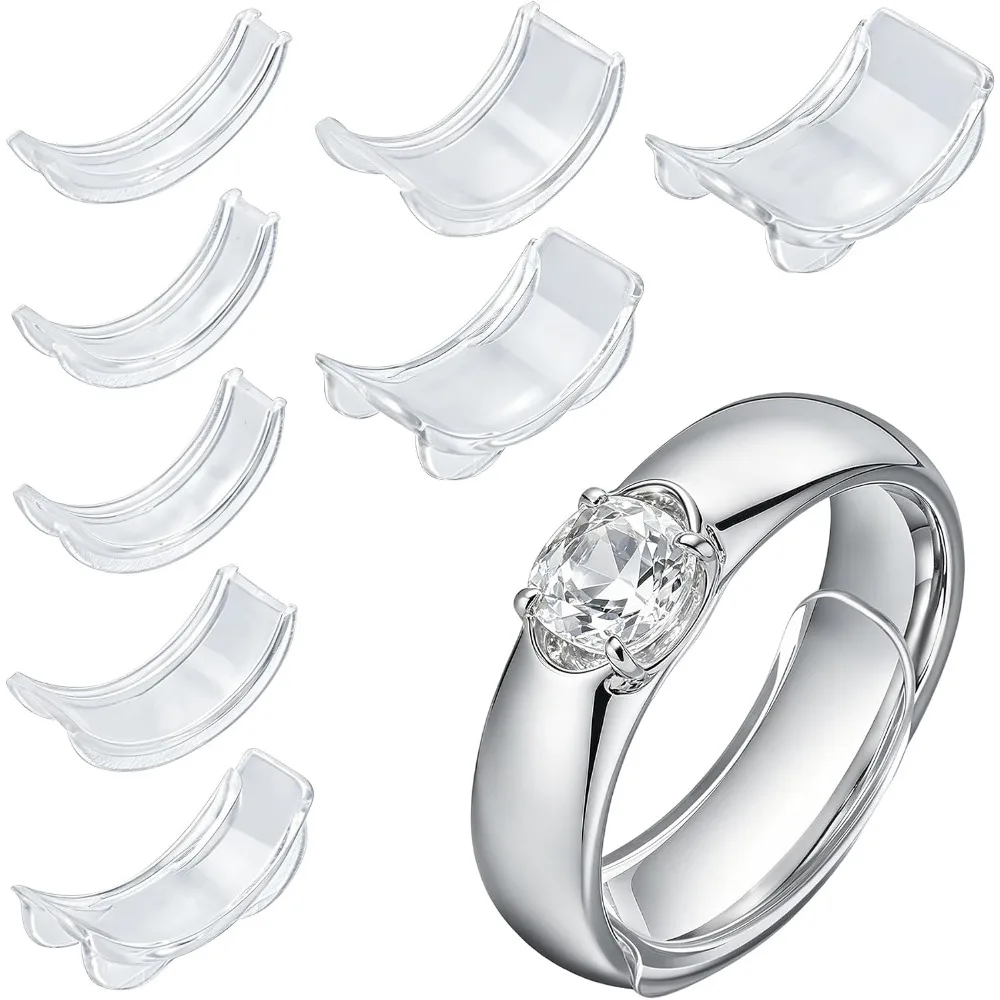 8pcs Clear Ring Adjusters, Invisible Size Reducers for Loose Rings