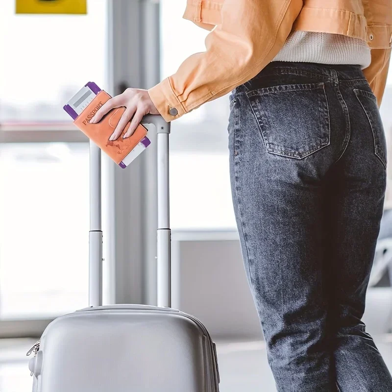 RFID-blockierende Multifunktions-Reisepasshülle, Geldbörse, Ausweishalter, aus PU-Kunstleder, Reisepasshülle – Detail 2