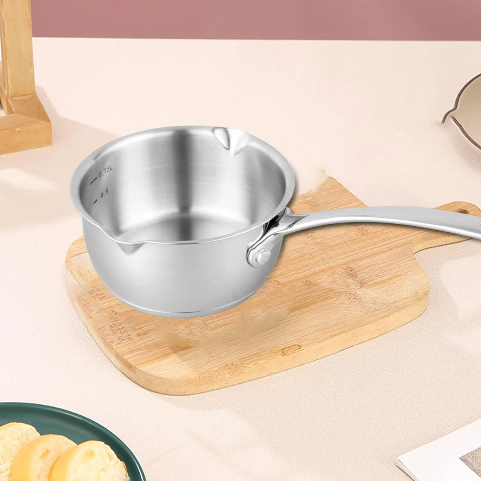 Stainless Steel Butter Melting Pot 750ml Multifunctional for Efficient Cooking Lightweight Accessory Small Saucepan