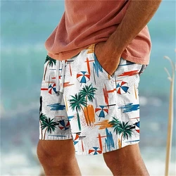 2024 New Fashion Men Women Short Pants Palm Tree 3d Print Summer Hawaiian Beach Shorts Swimwear Oversized Casual Ice Male