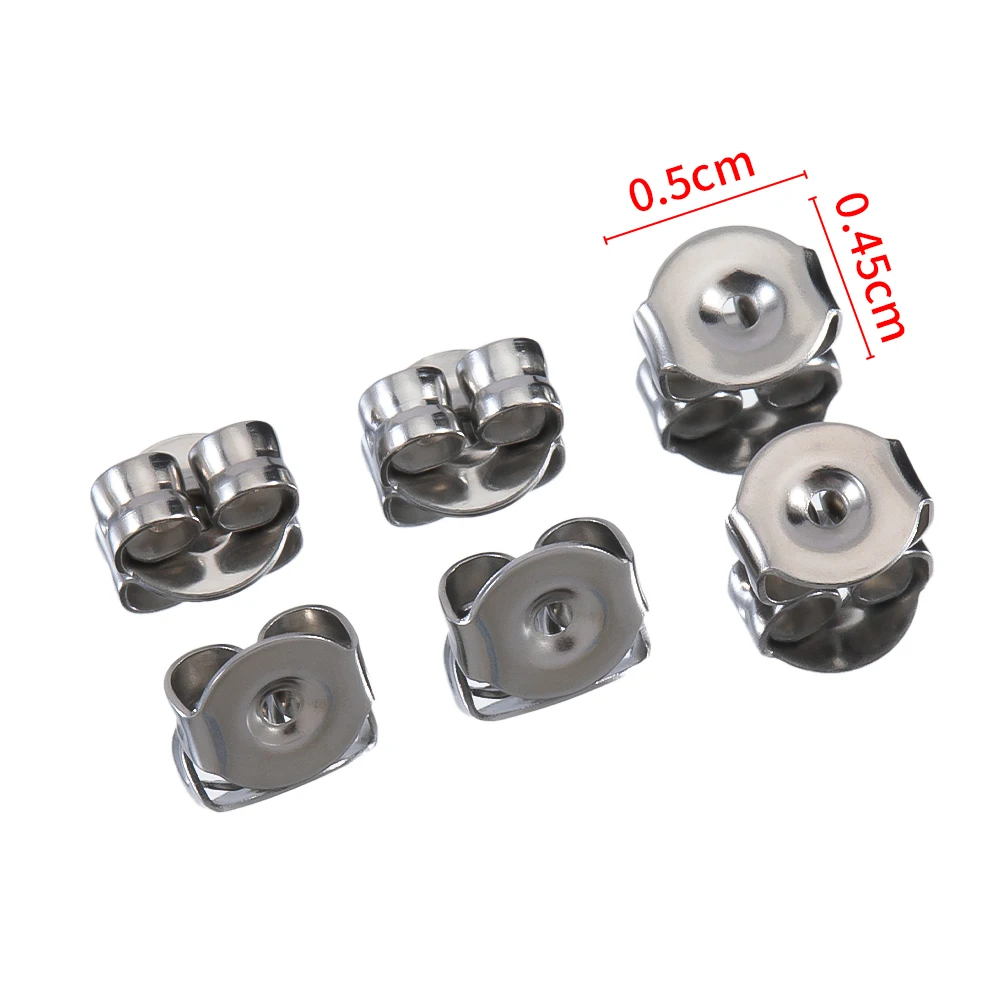 50-100 stücke Edelstahl Blume Ohrringe Zurück Schmetterling Runde Ohr Mutter Stopper DIY Schmuck Machen Liefert Ohrring Zubehör – Detail 7