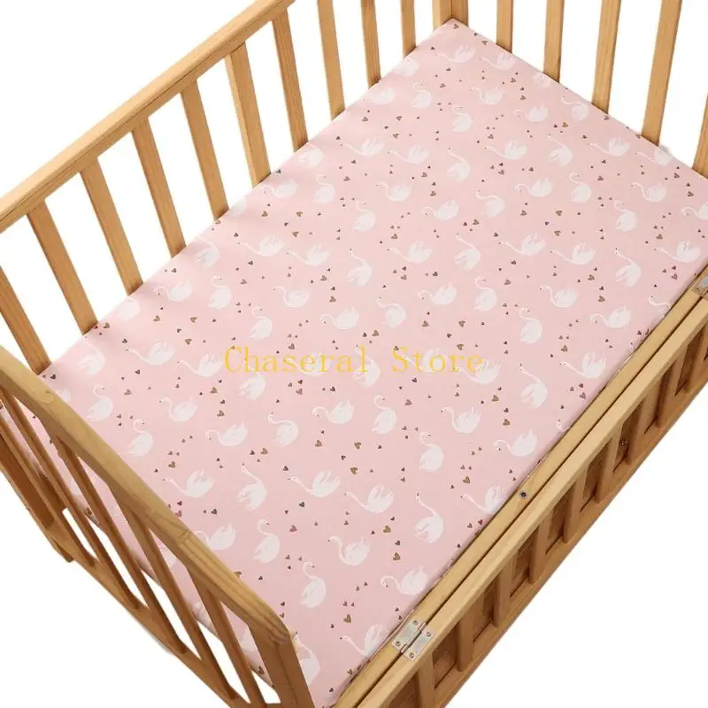 E7CE Gentle On Skin Breathable Baby Crib Sheet Cotton Knit Fitted Design With Secure Elastic For Safe Sleep 120x60cm