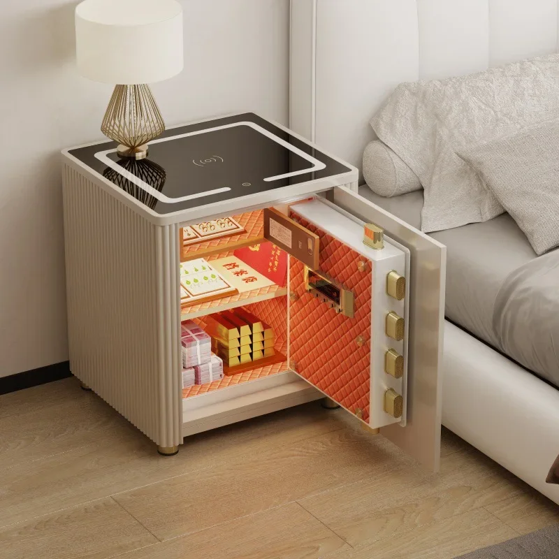 Bedside table Safe 2025 paint simple fingerprint password facial recognition home anti-theft integrated bedside table