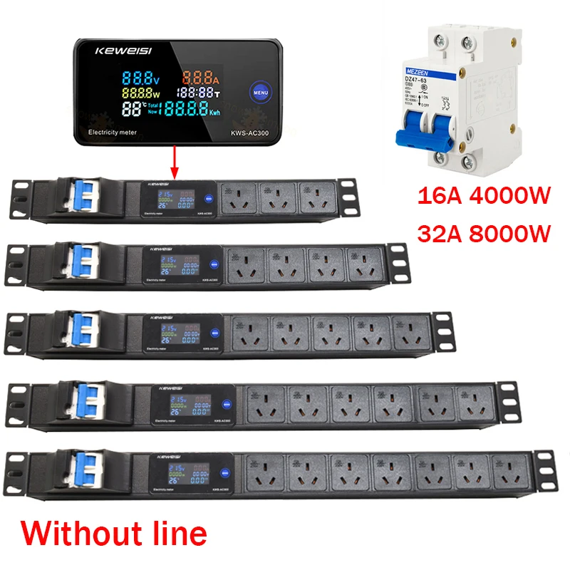 

Австралийский блок распределения питания PDU 16/32A 4000/8000 Вт 2-10 каналов 3Pin розетки австралии цифровой вольтметр Амперметр ваттметр