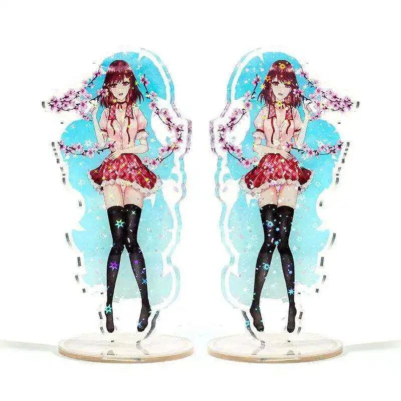 Özel şeffaf akrilik standı kişiselleştirilmiş Anime karikatür karakter ayakta şeffaf çift taraflı baskı fotoğraf Standees