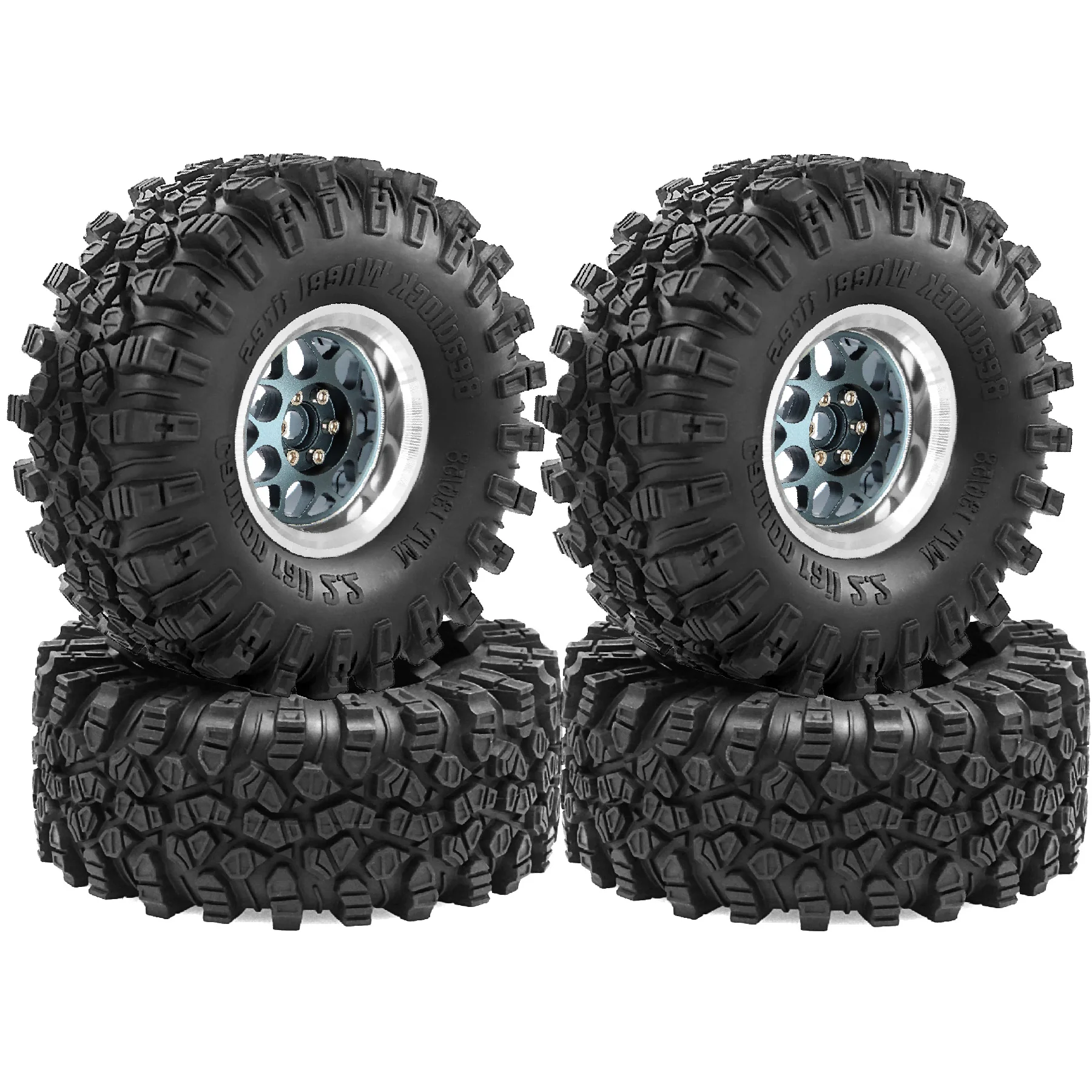2.2'' RC Crawler Tires and Beadlock Wheels OD 5.35'' for 1/10 1/8 Crawler Car Traxxas TRX4 Axial SCX10 II RC4WD CC01 Gen8 4pcs ﻿