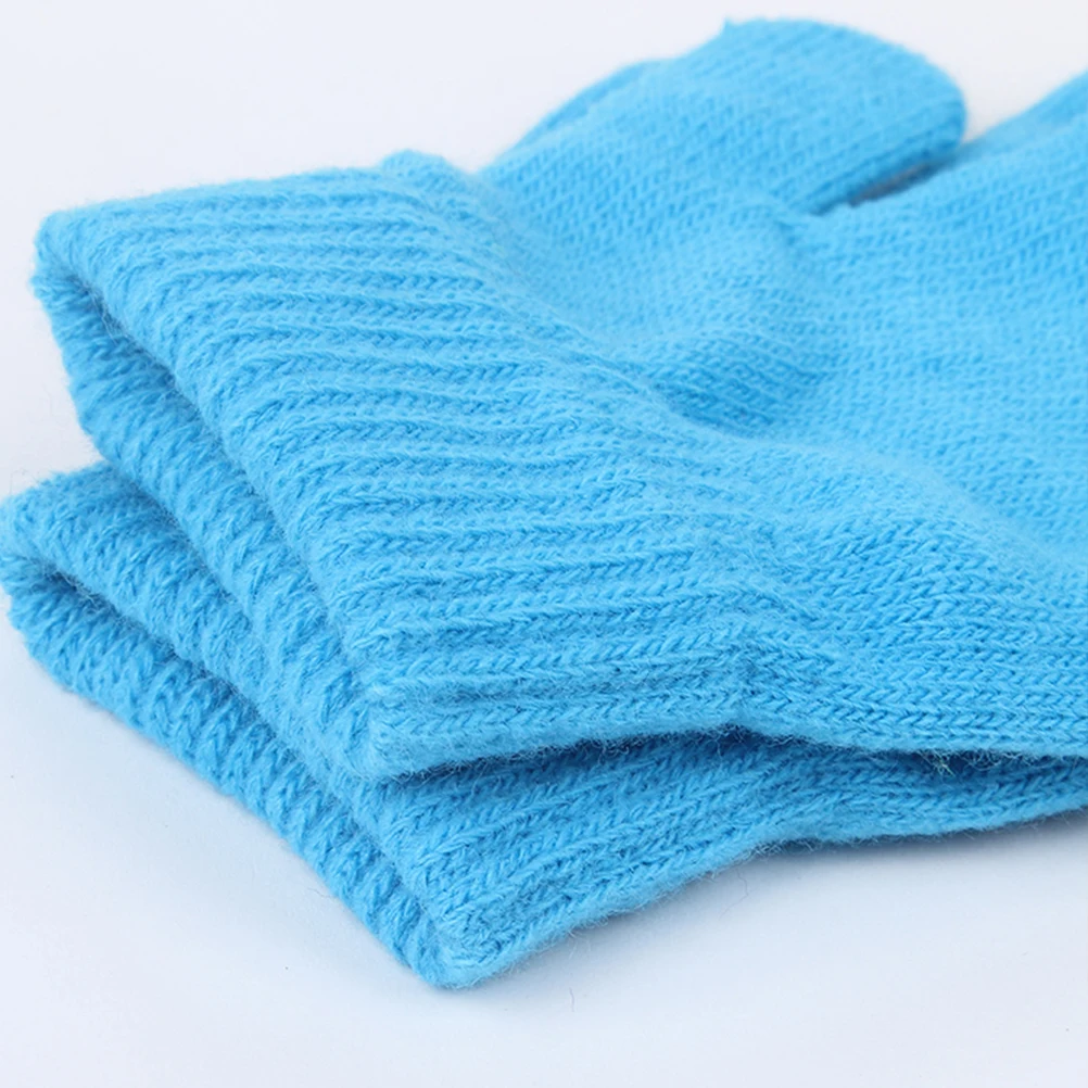 

Kids Gloves Medium Unisex Acrylic Puff Ball Winter Warm Stretchy Snow Gripper Rubber Palm Anti-Slip Comfort Fit