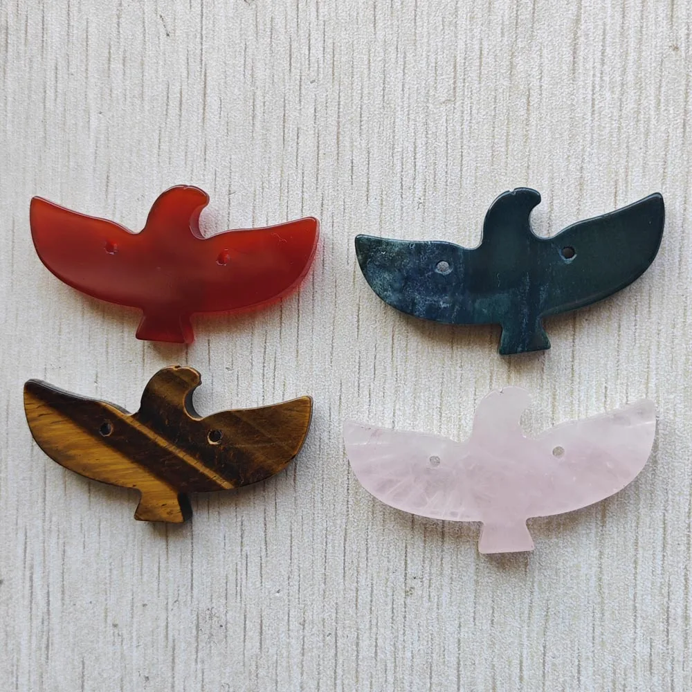 Fashion Good Quality Mixed Natural Stone Carved eagles Pendants diy jewelry accessories making Wholesale 4pcs/lot Fast shipping