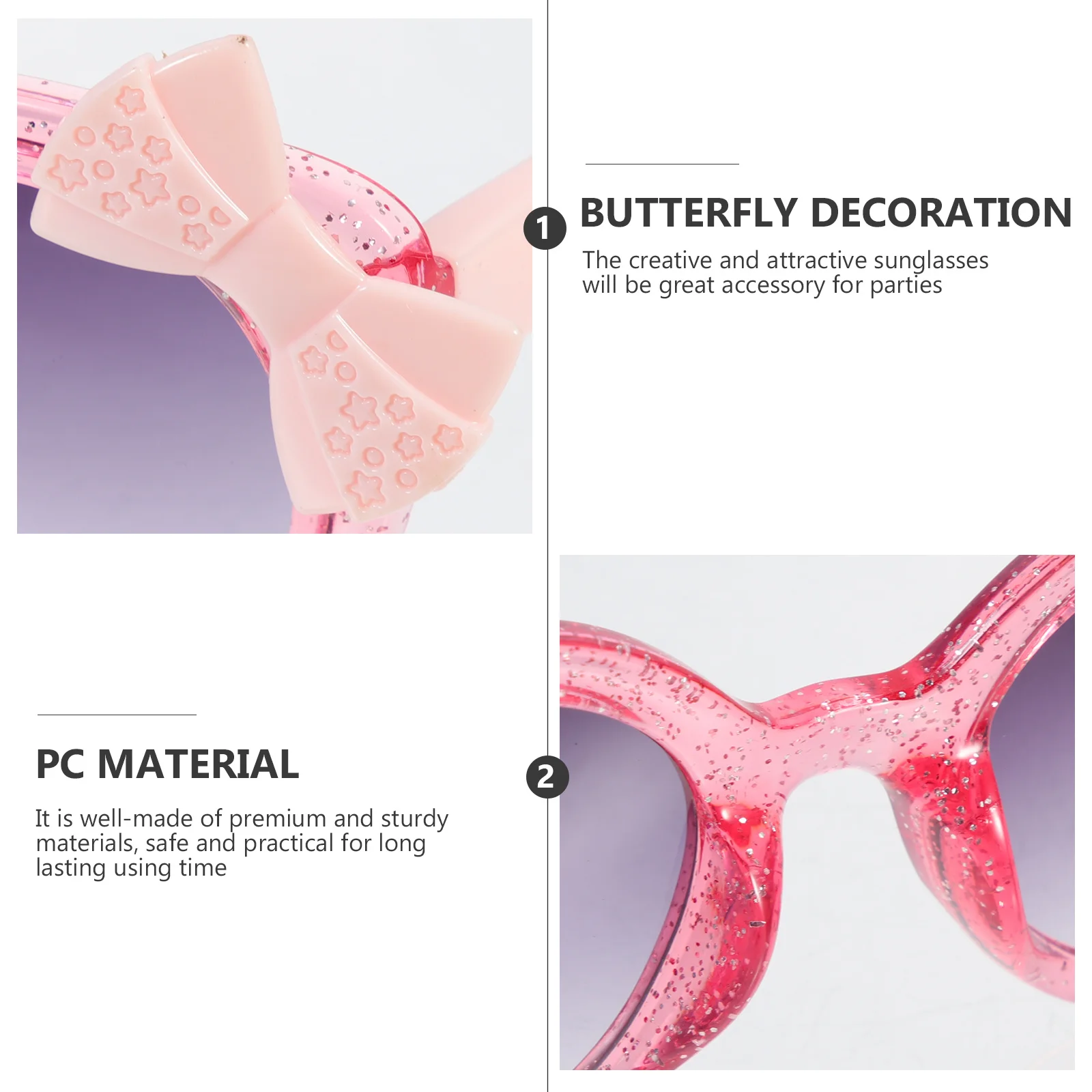 

1 Pair Kids Sunglasses Bowknot Fashion Eyeglasses Party Props Lightweight Comfortable Stylish Cartoon Sunglasses for Outdoor