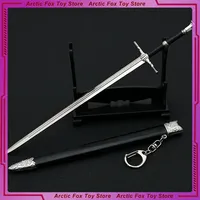 22cm The Witchers Enhanced Edition White Wolf Steel Long Sword Butcher of Blaviken Exotic Beast Game Metal Sword Weapon Gift Toy