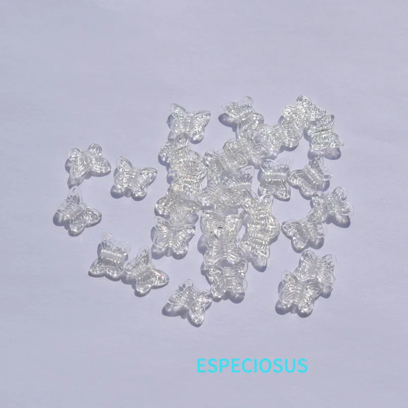DIY Jewelry Handcraft Accessories Acrylic Butterfly Beads Transparent Color Insect Spacer Bracelet Making Departments 100pcs