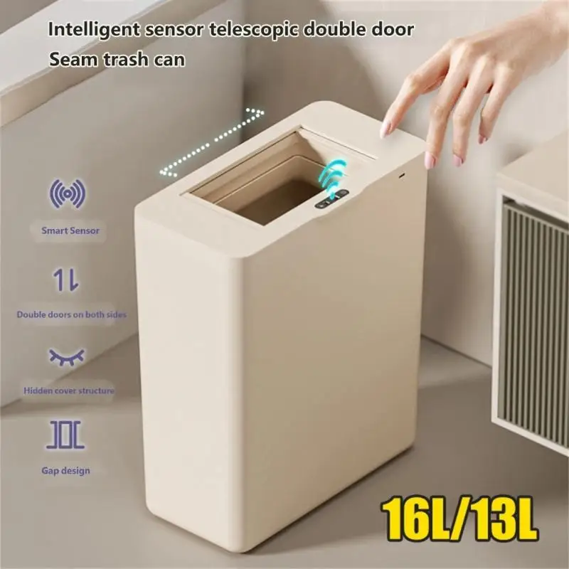 H8WB PP ABS Trash Can, Touch Freely USB Rechargeable Garbage Bin with Wipe-Clean Exteriors for Small Homes