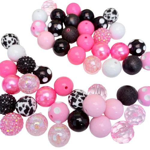 

Бусины черно-розового цвета — случайные стили, розовые и черно-белые цвета — принадлежности для рукоделия своими руками | 50шт/уп