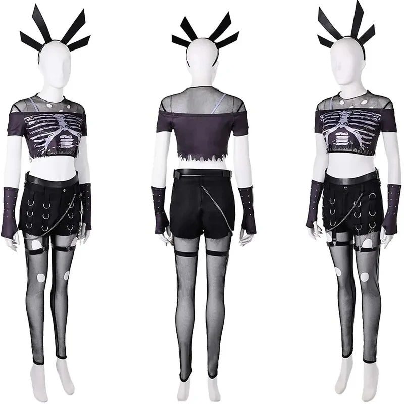 

CyGame Rival Magik Cosplay Costume Women Roleplay Top Short Headwear Gloves Outfit Fantasia Disguise Halloween Carnival Party Su