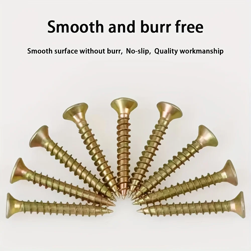 340-Piece Wood Screw Combo Set, M4 Size, Countersunk Design, Wood Screws, Zinc-Plated Carbon Steel, Phillips Head