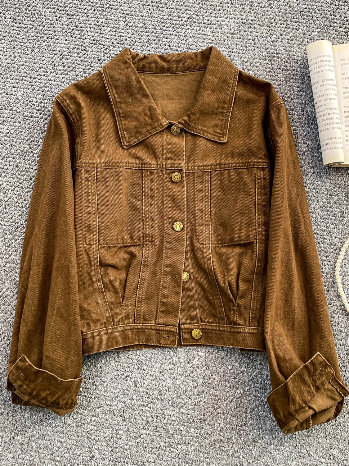 Retro Waed Denim Lange Sve Jaet frauen Lose Abnehmen Oberbekleidung Kragen Straße Sle Herbst Winter Faion Damen Mantel