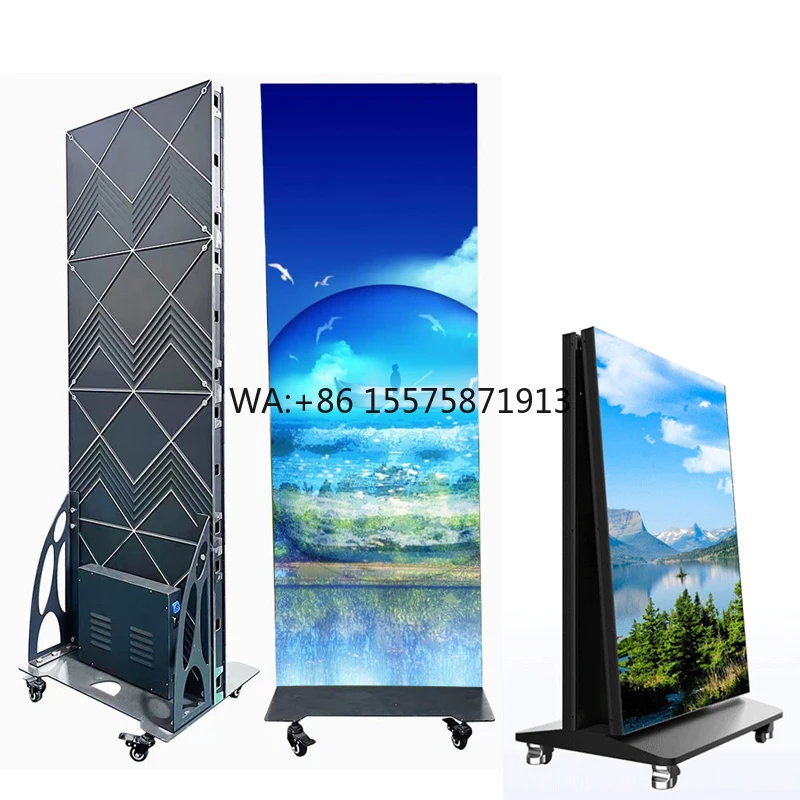 Hot Market P2 P1.5 Ultra-Thin LED Poster Screen Die-cast Aluminum Floor Stand LED Panel Advertising Display Video Application