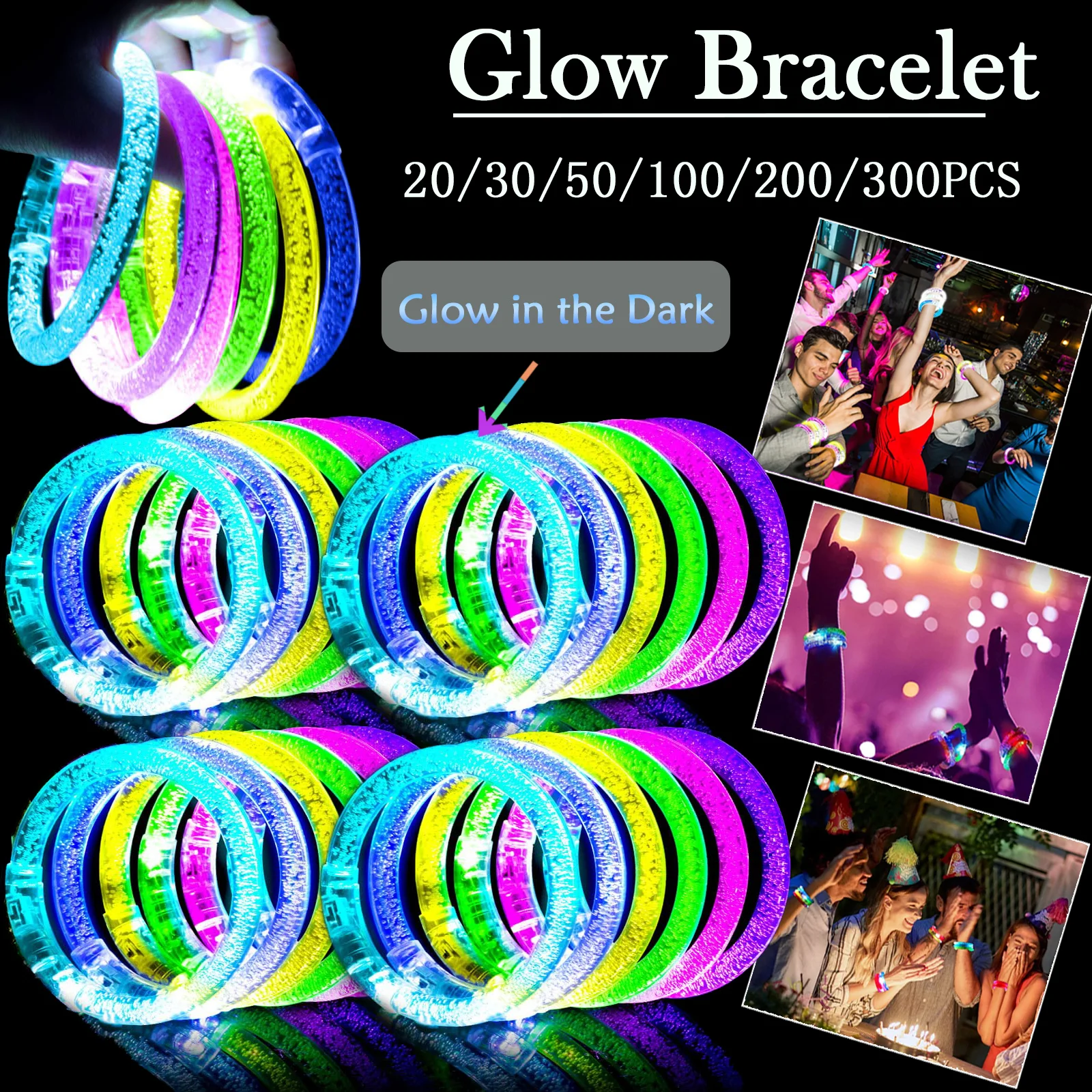 LED Light Up Bracelets Light Bracelets Glow Bracelets Glow In the Dark Party Supplies for Neon Party Supplies Concerts