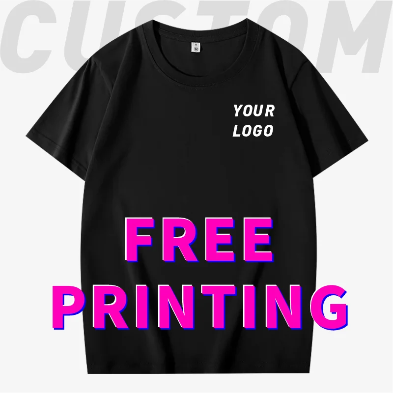 Free Custom T-shirt Printing Logo Image Work Clothes Diy Short Sleeved Top 100% Cotton Enterprise Embroidery Team Culture Shirt