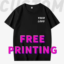 Free Custom T-shirt Printing Logo Image Work Clothes Diy Short Sleeved Top 100% Cotton Enterprise Embroidery Team Culture Shirt