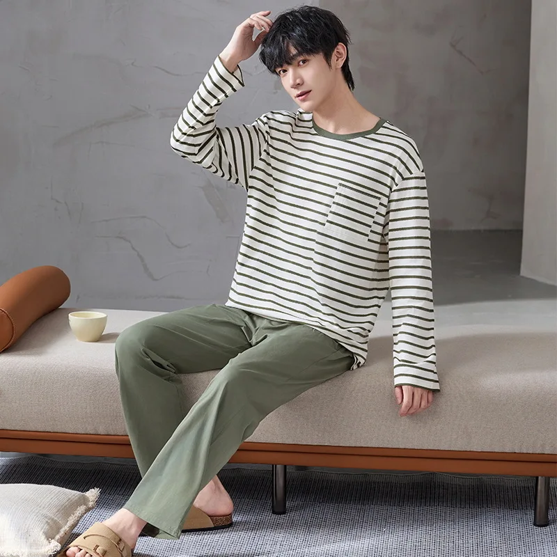 pure-cotton-spwear-long-sve-round-ne-home-clothes-set-for-men-casual-sle-spring-autumn-new-model-youth-home-leisure