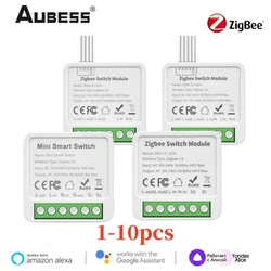 Mini interruptor inteligente Tuya ZIGBEE, Control remoto de 2 vías, funciona con Alexa y Google Home, 1/2/3/4 entradas, 1-10 piezas