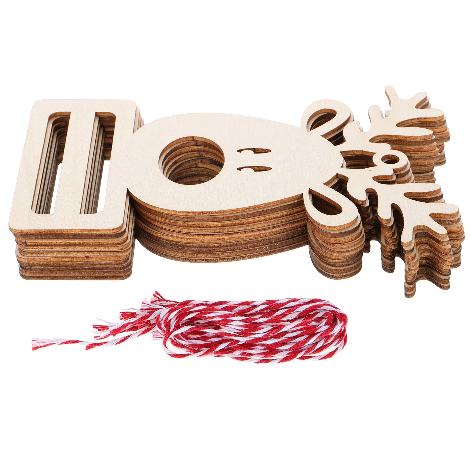 

10Pcs DIY Wooden Christmas Tree Ornaments Unfinished Cutouts Rustic Reindeer Party Decoration Home Mantel Table Display