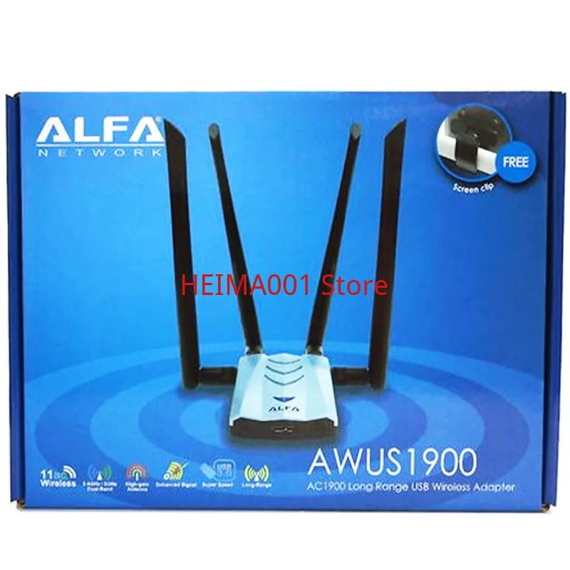 دعم أكريليواي فاي ، مغناطيس الهواء netscouth Kali ، Alfa AWUS1900 8814AU