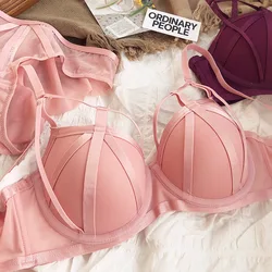 Sexy sobre o fino sob o copo de melancia grossa lingerie coleta anel de aço macio conjunto de roupa interior anti-flacidez sutiã capa