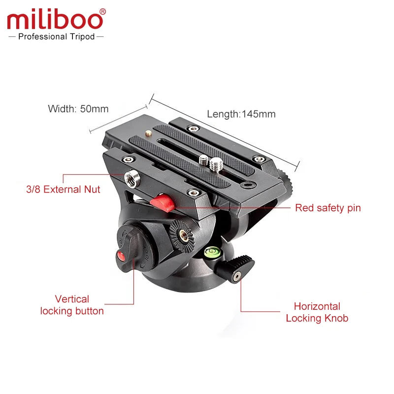 Miliboo MUFP Professional คาร์บอนไฟเบอร์น้ําหนักเบาขาตั้งขาตั้งกล้องหัวไฮดรอลิก Stable สะดวกสามารถใช้เป็น monopod