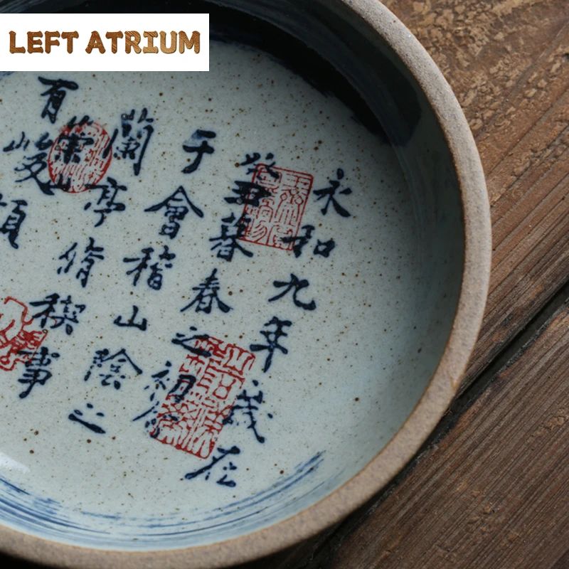 Chinese Calligraphy Teapot Base Pottery Teapot Trivets Saucer For Teapot Kung Fu Tea Ceremony Water Storage Tea Trays